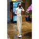 韓璐嬌（hanlujiao）休閑褲女裝夏季2025新款氣質(zhì)顯瘦通勤穿搭衣服運(yùn)動(dòng)冰絲闊腿褲子女 杏色衣+卡其褲子 L （建議108-118斤）