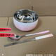 馳諾【漸變餐具套裝】304不銹鋼碗家用漸變色飯碗食品級雙層防燙勺筷 漸變丨粉碗 3件套