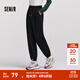 森馬（Semir）休閑褲女冬季搖粒絨衛褲分割顯腿長(cháng)ins潮流百搭簡(jiǎn)約束腳長(cháng)褲 黑色90001 L