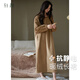 軒靚【抗靜電】珊瑚絨睡裙女冬季加厚時(shí)尚睡衣加長(cháng)裙法蘭絨家居服 63396暖咖 L