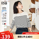歐莎（OSA）知性通勤條紋長袖T恤女2025秋新款法式寬松顯瘦內(nèi)搭打底衫上衣 黑白條 M
