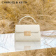 CHARLES&KEITH氣質(zhì)通勤菱格手提包斜挎包生日禮物CK2-50701578 Cream奶白色 S
