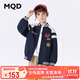 MQD童裝男大童秋季學(xué)院風(fēng)插肩袖字母棒球領(lǐng)外套 藏青 150