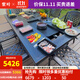 紫葉庭院桌椅鑄鋁燒烤組合歐式室外餐桌椅別墅露天休閑花園戶(hù)外桌椅 8+1【鑄鋁燒烤雙爐桌203×105】