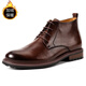 川左川右（CuzooCuyoo）馬丁靴男簡(jiǎn)約商務(wù)英倫風(fēng)中幫皮靴真皮頭層牛皮加絨保暖四季男靴 深咖 加絨 40 皮鞋碼