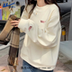回力加絨衛衣女2025最新款秋冬季加厚外套韓系慵懶風(fēng)圓領(lǐng)套頭白色上衣