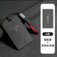 特斯拉卡片鑰匙套ModelY3煥新3翻毛皮鑰匙包扣殼tesla卡套X配件 A款碳黑卡片套+雙色長手繩