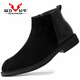 益立公牛男靴2026春季新款高幫男士短靴保暖加絨韓拼接休閑百搭馬丁靴序潮 9158黑色 41