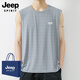 JEEP SPIRIT冰絲短袖背心休閑男速干無(wú)袖t恤健身運動(dòng)坎肩大碼套裝男 灰色 2XL