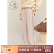 紫涵（ZIHAN）紫涵寬松高腰針織褲女2024冬季新款簡(jiǎn)約撞色拼接闊腿褲顯瘦百搭 米色 M