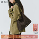 西木汀 靜夜 水桶包2025新款女通勤包包設計感小眾單肩斜挎包輕奢腋下包 深咖啡
