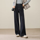 ESE-Y逸陽(yáng)2025冬季加絨保暖不易掉色丹寧藍直筒牛仔褲女新款闊腿褲子 黑金色 28