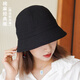 JOLISAC秋印漁夫帽春秋女日系棉麻遮陽(yáng)防曬小邊大頭圍時(shí)尚顯臉小水桶盆帽 黑色 棉麻經(jīng)典版 L