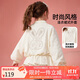 ASK JUNIOR女童外套秋裝兒童愛(ài)心滿(mǎn)印兔子亮片休閑棒球領(lǐng)外套 米白色 130