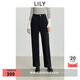 LILY2025冬新款復古簡(jiǎn)約經(jīng)典彈力休閑通勤百搭黑色直筒褲女牛仔褲 510黑 XL
