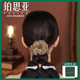鉑思亞香檳花朵大腸發(fā)圈女成人后腦勺盤發(fā)頭花頭繩甜美氣質(zhì)網(wǎng)紗皮筋頭飾 【繁花】