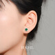 HKHL 925銀方糖耳釘女祖母綠寶石耳環(huán)養(yǎng)耳洞耳飾七夕情人節(jié)禮物送女友 祖母綠方糖耳釘一對