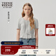 Teenie Weenie小熊女裝T恤2025夏季新款時(shí)尚優(yōu)雅法式圓領(lǐng)花邊短袖 灰色 M