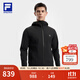 FILA 斐樂官方男士針織連帽外套2025秋新款健身運(yùn)動(dòng)防曬寬松上衣 深黑-BK XL 180/100A/XL
