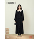 闊色（kuose）小香風(fēng)黑色長(cháng)袖針織連衣裙女秋冬半高領(lǐng)毛衣a字收腰長(cháng)裙 黑色8001 L