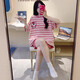 JaetinWsinn2025年新款帶胸墊睡衣女棉質(zhì)夏季短袖套裝夏天可外穿草莓熊家居服 33033#【帶胸墊】 L (157-164 96-115斤)