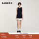 SANDRO2025春秋款女裝時(shí)尚扣飾黑色撞色荷葉邊連衣裙SFPRO04158 黑色 M