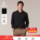 哈吉斯（HAZZYS）男裝 秋款紳士男上衣長(cháng)袖polo衫翻領(lǐng)長(cháng)袖T恤男ABTZE0BCF01 黑色BK XL （180/100A 50）