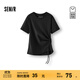 森馬（Semir）森柔棉|商場(chǎng)同款短袖T恤女小心機修身2025夏季新款不對稱(chēng)上衣 黑色90001 XL