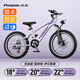 鳳凰官方旗艦店兒童山地自行車(chē)中大童變速男女鎂合金青少年學(xué)生車(chē)彩虹 鎂架/軸承中軸【條輪7速】紫銀 20英寸【適合125CM-145CM】