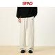 SPAO休閑闊腿分割彎刀褲男2025冬季加絨加厚保暖直筒褲子SPWK25SK18XY 米灰#SP象牙熊-貼布繡 L