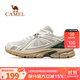 駱駝光圈慢跑鞋春夏全地形耐磨復古休閑跑步 X24B097014，米白/格林綠 ，女 39