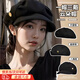 JIOESC貝雷帽帽子女秋冬季遮陽(yáng)帽八角帽百搭新款大頭圍顯臉小韓版畫(huà)家帽 褶皺貝雷帽【黑色】 均碼