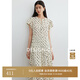 迪賽尼斯（DESIGNICE）2025年夏季新款通勤氣質(zhì)優(yōu)雅復古波點(diǎn)圓領(lǐng)短袖飄帶連衣裙 米色 L