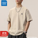 真維斯（Jeanswest）短袖男新款美式刺繡重磅純棉簡(jiǎn)約百搭白色半袖寬松大碼上衣t恤 卡其 M （110-120）斤