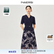 娜爾思（NAERSI）【三醋酸】時尚氣質(zhì)V領(lǐng)印花連衣裙25夏（配腰帶） 中紫色 XL