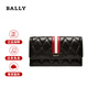 巴利（BALLY）女包新款女士皮革斜挎包簡約紅白條紋單肩斜挎包手拿包 6236140 黑色