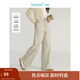 茵曼（INMAN）工裝褲2025春秋女裝新款抽繩松緊腰輕戶(hù)外闊腿長(cháng)褲子  淺豆綠 XL