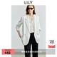 LILY2025秋新款萊賽爾亞麻老錢風(fēng)休閑百搭職業(yè)通勤長袖西裝外套女 601白色 M