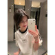 風(fēng)采兔  100%純棉美式三條杠短袖女t恤潮牌歐美2024新款夏季寬松潮上衣 白灰色 M