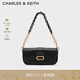 CHARLES&KEITH學(xué)院風(fēng)鏈條單肩小方包女包生日禮物CK2-20671432 Black黑色 M