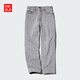 優(yōu)衣庫男裝女裝寬松直筒牛仔褲水洗褲子休閑長(cháng)褲加長(cháng)款84cm475552 475552/02淺灰色 33 /175/84A