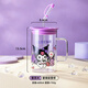 Hello Kitty吸管玻璃杯女生高顏值喝水杯庫洛米冷飲奶茶杯子刻度咖啡學(xué)生水杯 庫洛米吸管玻璃杯600ml1只