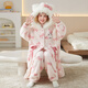 2026新款女童珊瑚絨睡衣秋冬季加厚法蘭絨兒童女孩大童睡袍家 32257-凱蒂貓【睡袍+褲子】 140 【16碼】135-145CM 55-68斤