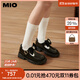 MIO【梁嬌同款】瑪麗珍鞋蝴蝶結閃鉆2025春季圓頭厚底粗跟黑色單鞋女 黑色 37