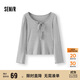 森馬（Semir）長(cháng)袖T恤女秋季兩面穿U領(lǐng)木耳邊蝴蝶結修身2025小性感10A525101003