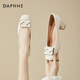 達(dá)芙妮（DAPHNE）高跟鞋女春秋單鞋夏天新款方頭粗跟通勤工作宴會小皮鞋 米色 6cm 37 (235mm) 標(biāo)準(zhǔn)碼