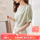 尚都比拉純色圓領(lǐng)套頭寬松短袖雪紡衫女夏季 淺綠色 L 