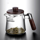 恩壽溯泡茶杯月牙帶過濾一體公道杯耐高溫玻璃帶蓋綠茶杯茶煮泡茶器 靜心透明月牙公杯帶木頭蓋 900ml
