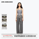 ANN ANDELMAN【明星同款】官方直營(yíng)直筒松緊腰拼接條紋休閑西褲 灰色 XS