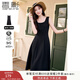 香影（xiangying）黑色吊帶連衣裙女2025春夏新款垂墜感氣質(zhì)收腰無袖雪紡小黑裙 黑色 M